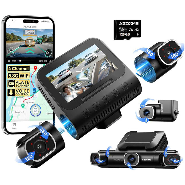 AZDome M660 Max 4CH 128gb 4K Wifi GPS 360 graden dashcam