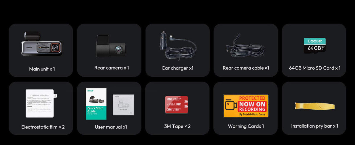 Botslab G980H Pro 2CH 4K Wifi GPS 2CH 64gb dashcam