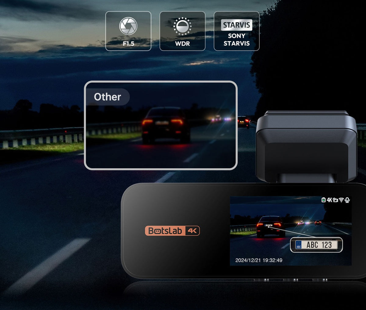Botslab G980H Pro 2CH 4K Wifi GPS 2CH 64gb dashcam