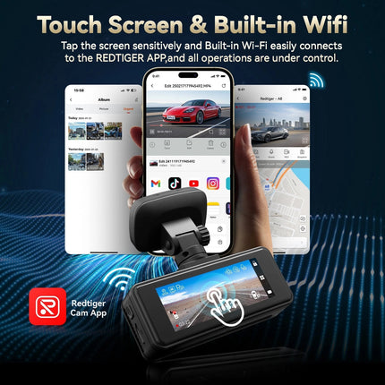 Redtiger A8 2CH 4K Touch Wifi GPS 64gb dashcam