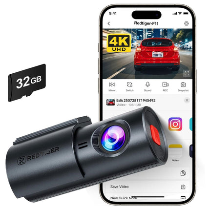 Redtiger F11 4K 1CH Wifi 32gb dashcam