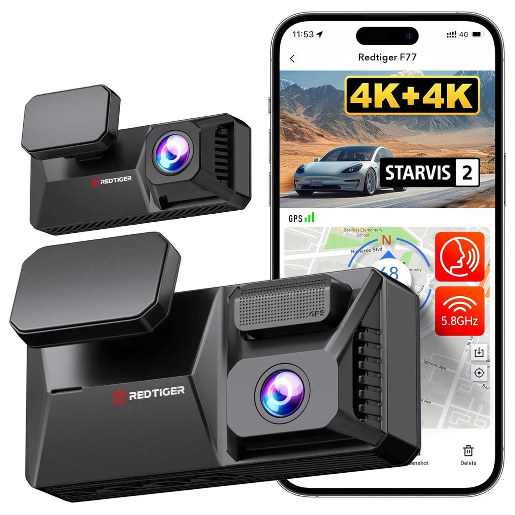 Redtiger F77 V1 4K Touch Wifi GPS 2CH 128gb dashcam