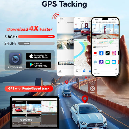 Redtiger F7N Elite 4K Touch Wifi GPS 2CH 128gb dashcam