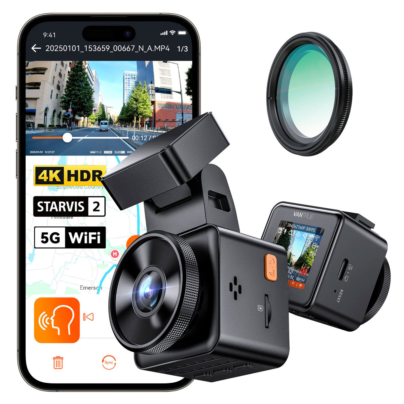 Vantrue E1 Pro Cloud 4K Wifi GPS dashcam