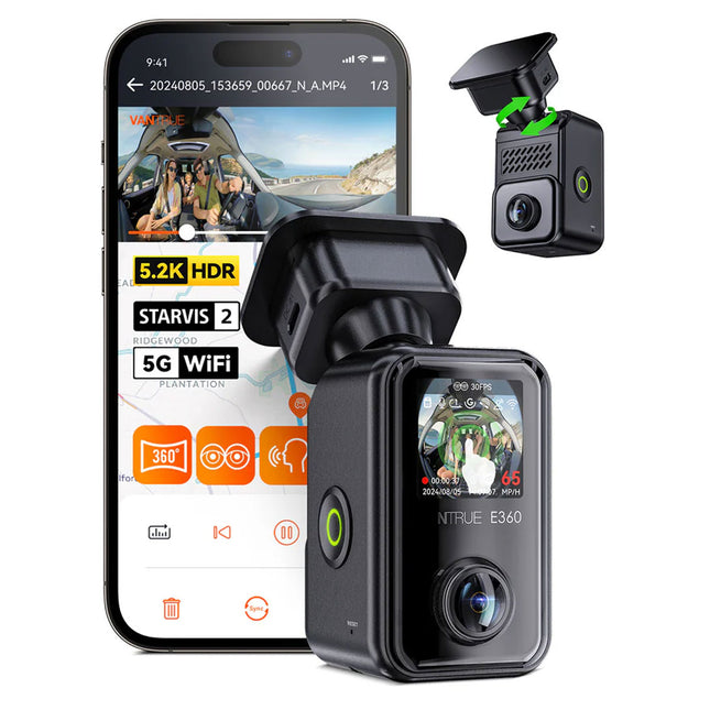 Vantrue E360 Cloud 5K 2CH Wifi GPS 360 graden dashcam