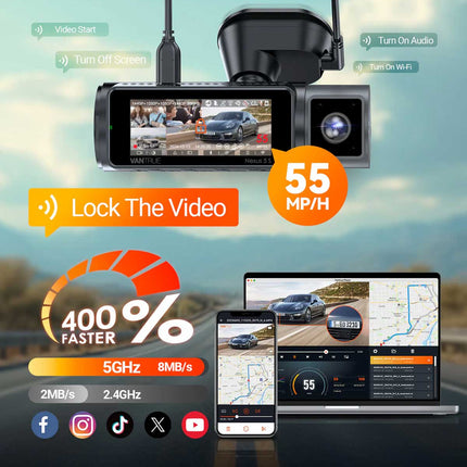 Vantrue N5S Cloud 2K 4CH Wifi GPS 360 graden dashcam