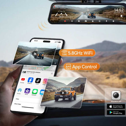 Wolfbox G900 Tripro bumper 3CH 4K Wifi GPS 256gb Mirror dashcam